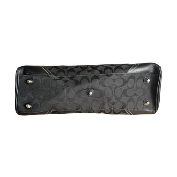 Coach Hampton Signature Black Jacquard Leather Trim Satchel Tote Bag Purse Y2K - Picture 7 of 13